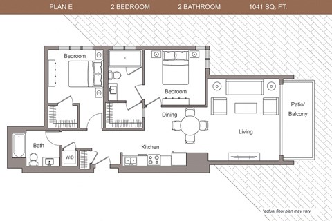 Floor plan for 2 beds, 2 baths, 1428 sqft